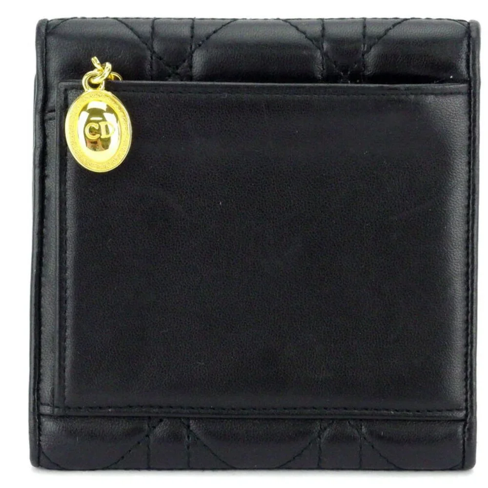 Dior Tri-Fold Wallet Lady Dior Leather Authentic used